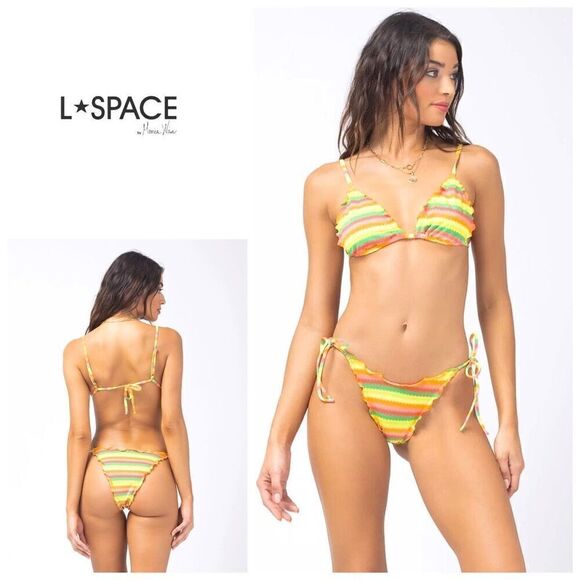 New. L*SPACE stripe bikini set. Maggie top/ Roger bitsy bottom. Small. Retails $ - Picture 1 of 8